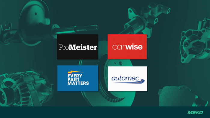 MEKO:s fyra egna stora varumärken: ProMeister, Carwise, Every part matters, Automec.